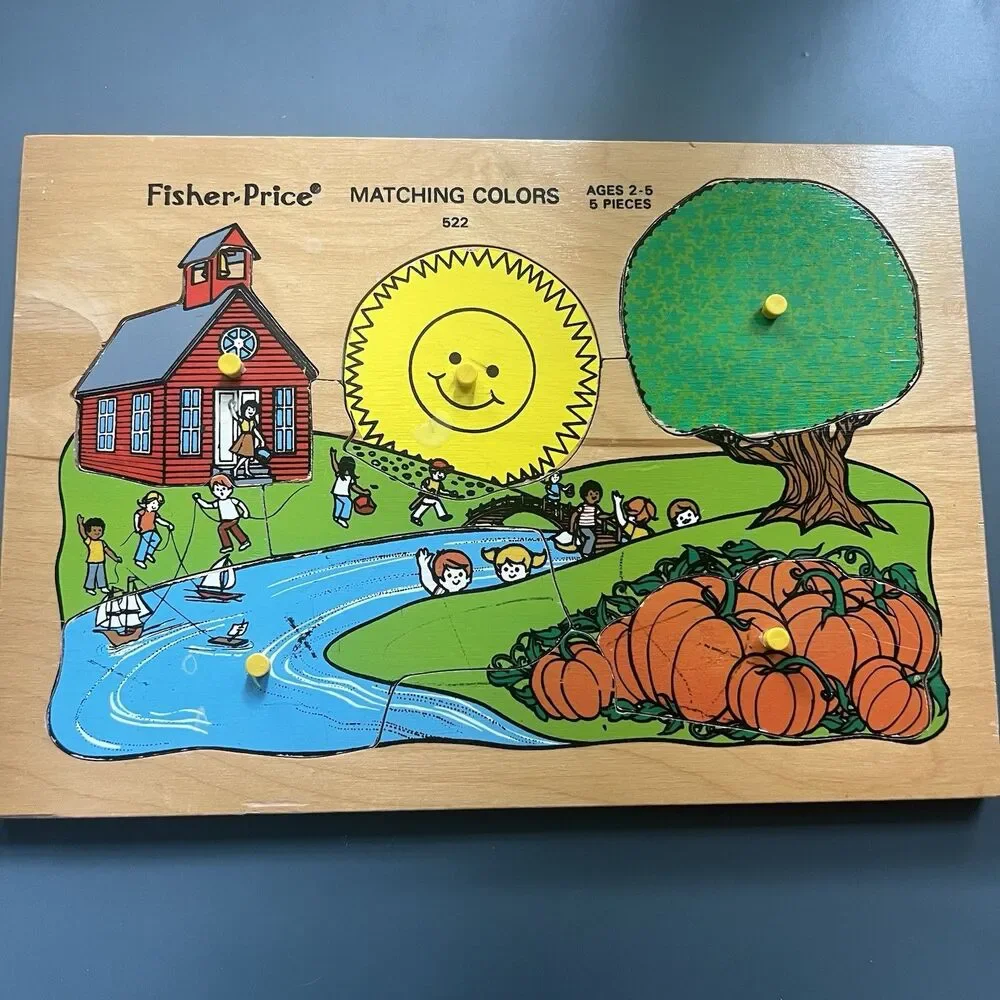 Vintage Fisher Price Wooden Puzzle 522 Matching Colors Malta 1979